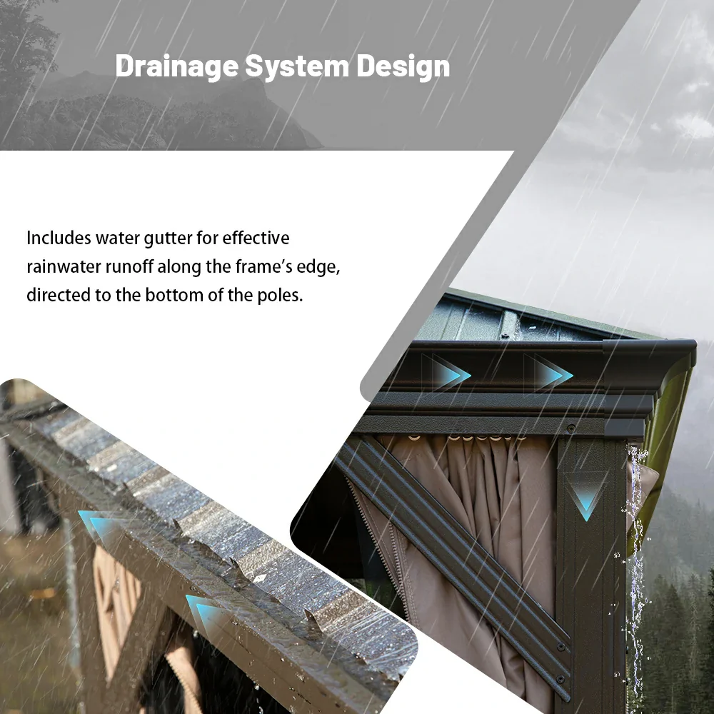 Galvanized Steel Hardtop Gazebo with Drainage Gutters - Image 46