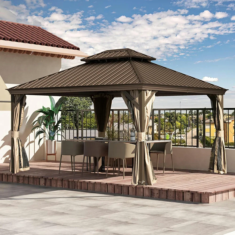 Galvanized Steel Hardtop Gazebo with Drainage Gutters - Image 9