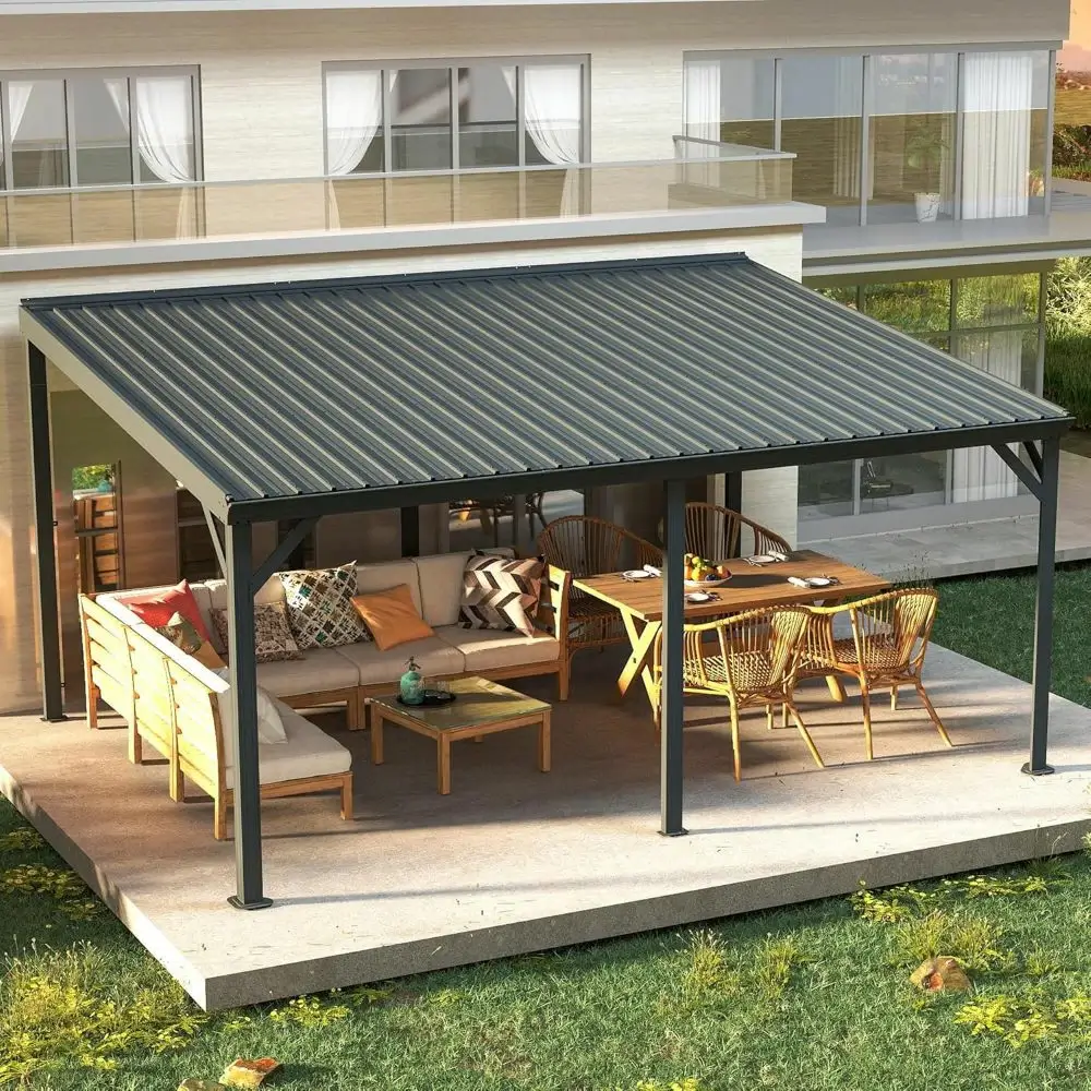 Galvanized Steel Wall-Mounted Hardtop Gazebo - Image 106