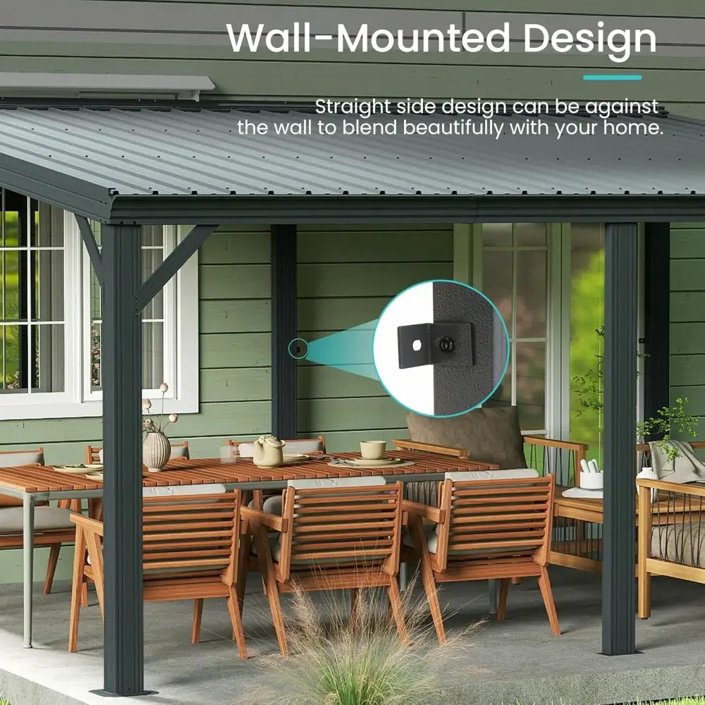 Galvanized Steel Wall-Mounted Hardtop Gazebo - Image 111