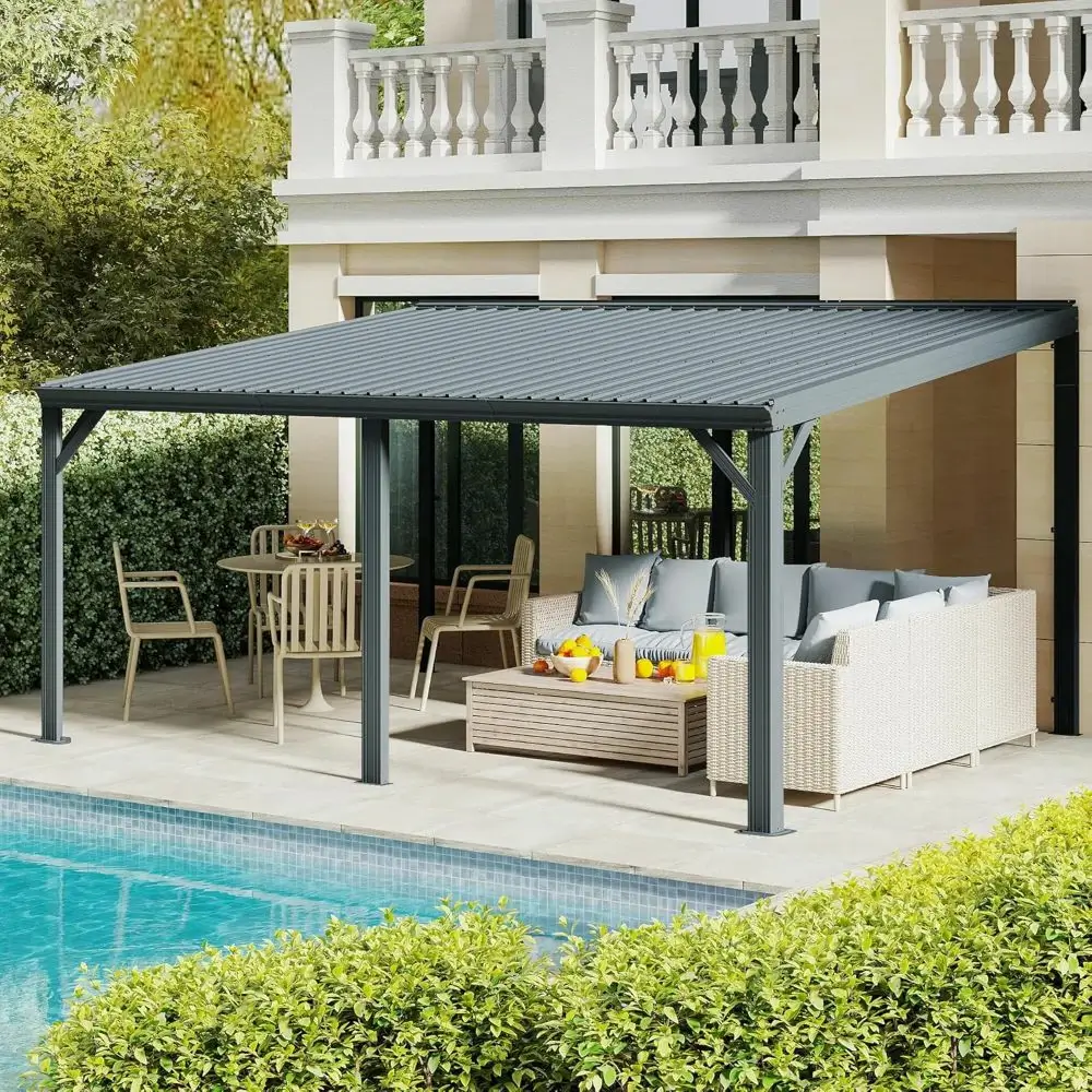 Galvanized Steel Wall-Mounted Hardtop Gazebo - Image 114