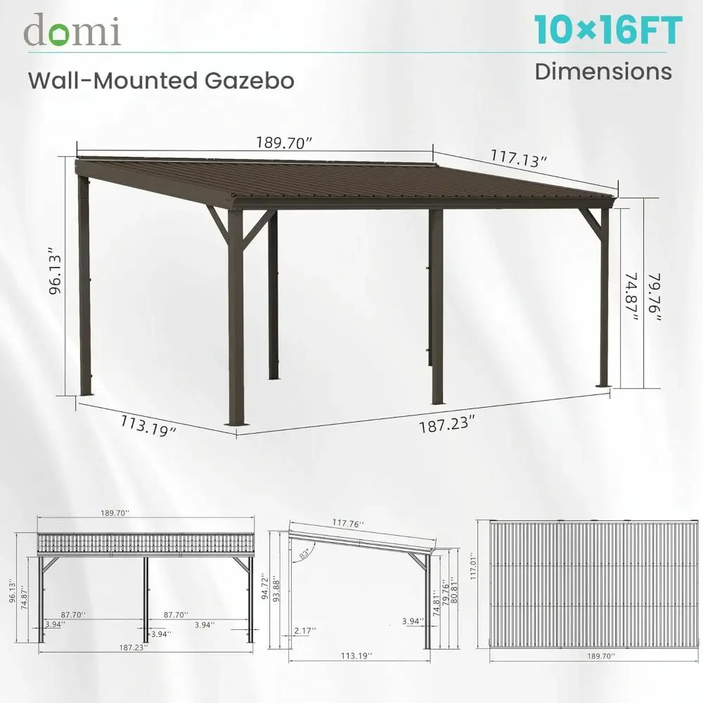 Galvanized Steel Wall-Mounted Hardtop Gazebo - Image 116