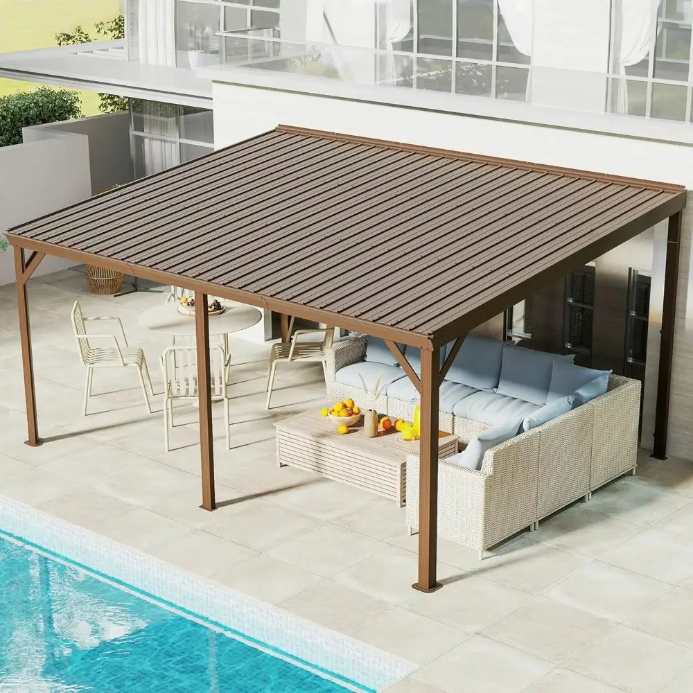 Galvanized Steel Wall-Mounted Hardtop Gazebo - Image 123
