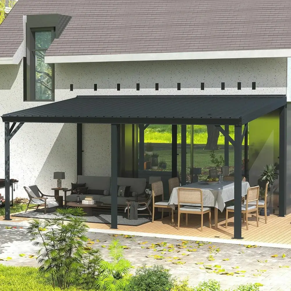 Galvanized Steel Wall-Mounted Hardtop Gazebo - Image 132