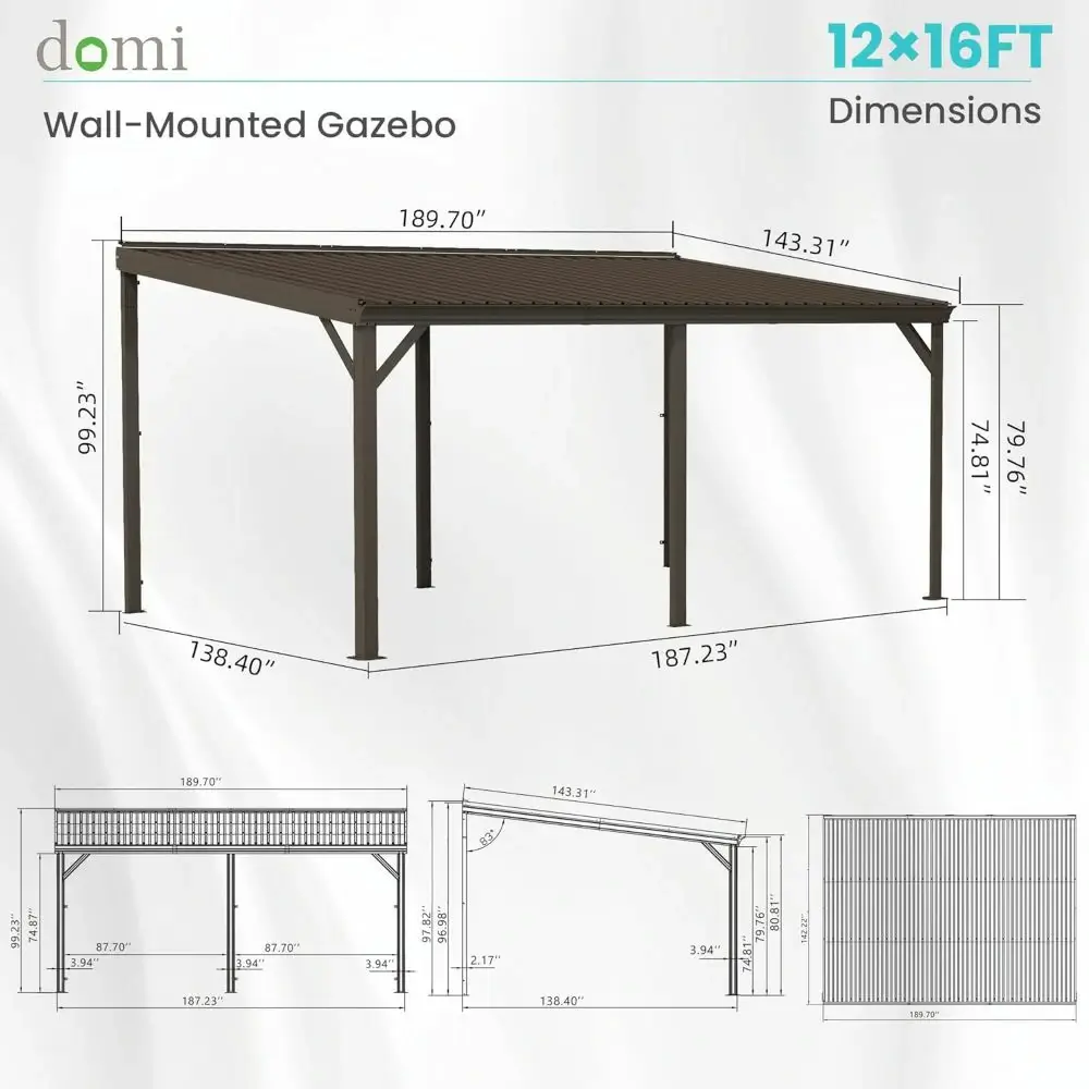 Galvanized Steel Wall-Mounted Hardtop Gazebo - Image 134