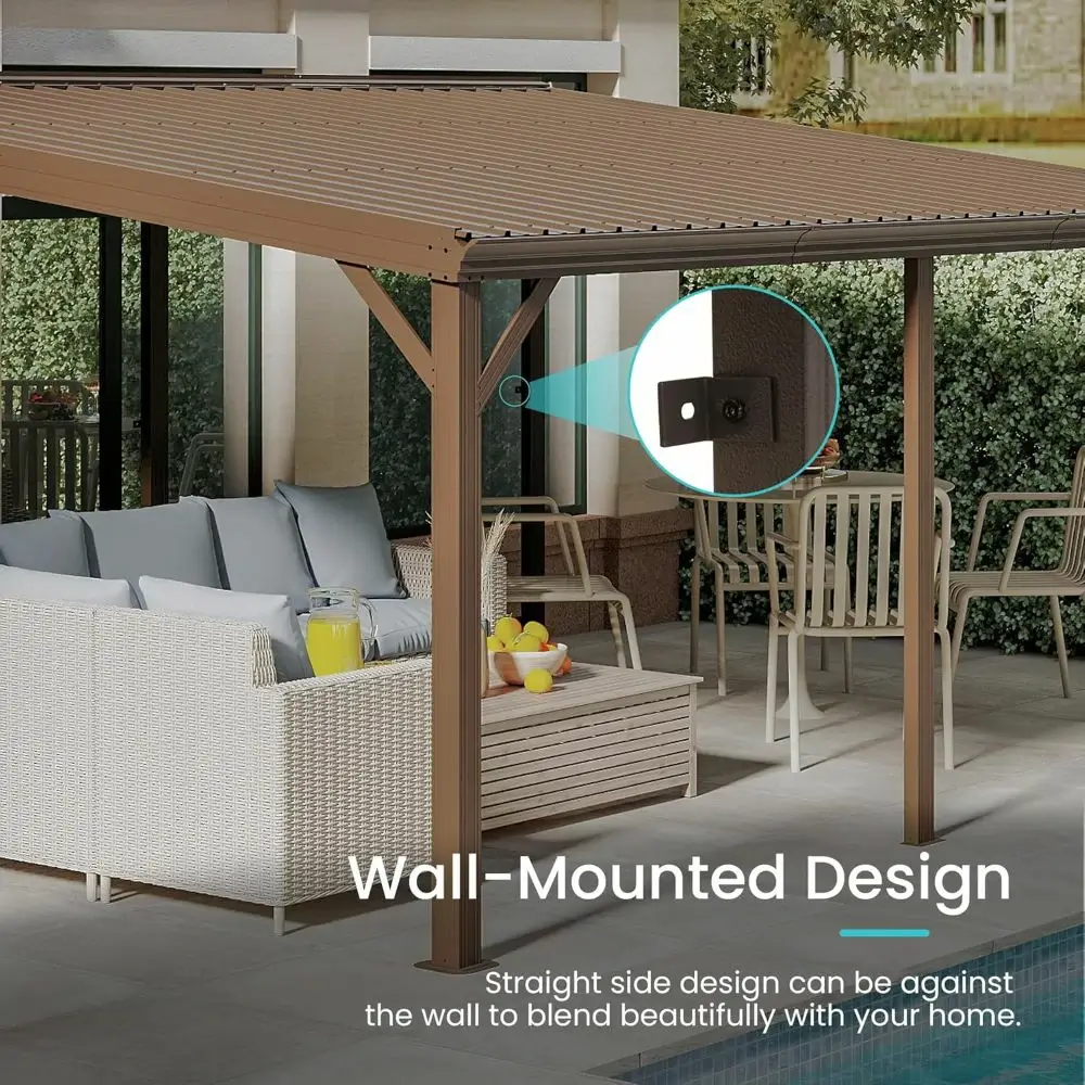 Galvanized Steel Wall-Mounted Hardtop Gazebo - Image 136