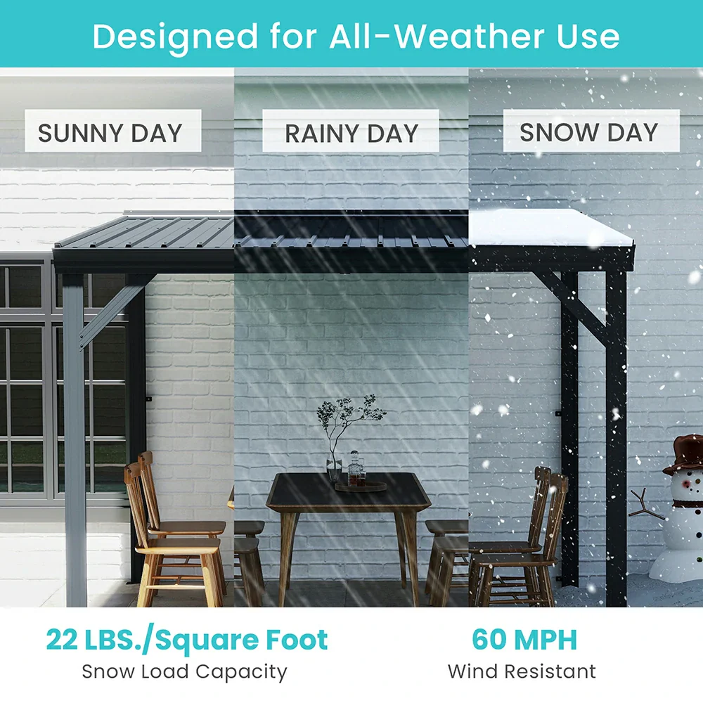 Galvanized Steel Wall-Mounted Hardtop Gazebo - Image 15