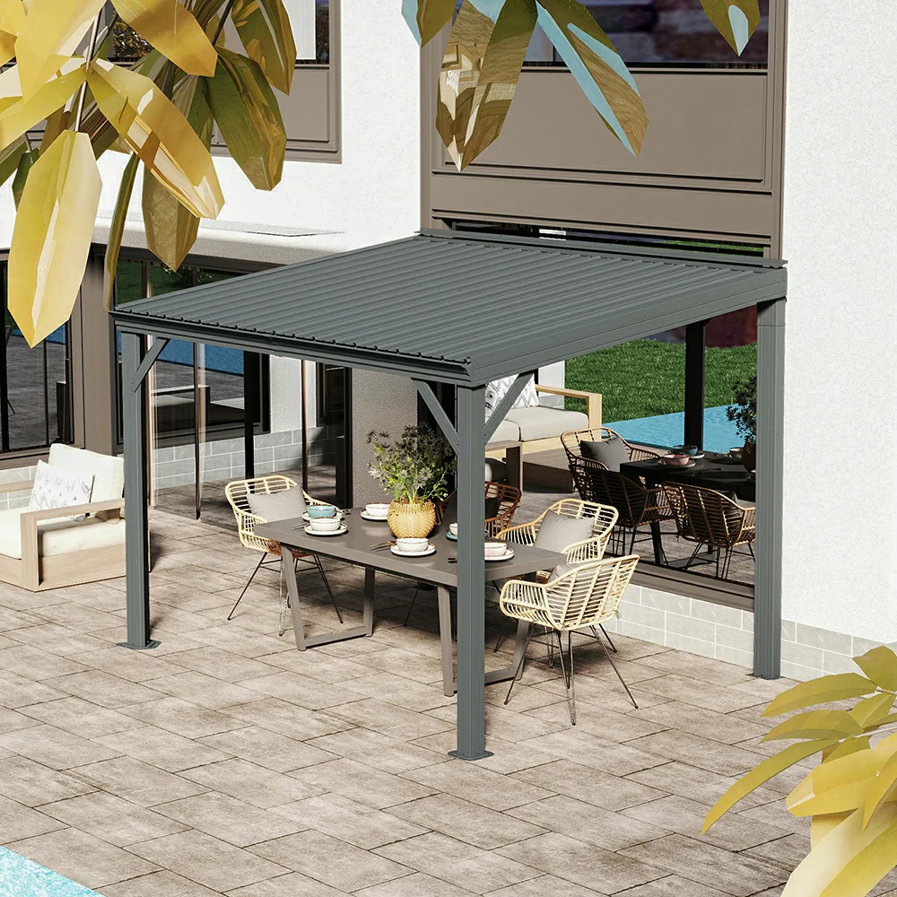 Galvanized Steel Wall-Mounted Hardtop Gazebo - Image 22