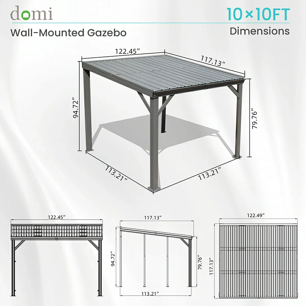 Galvanized Steel Wall-Mounted Hardtop Gazebo - Image 24