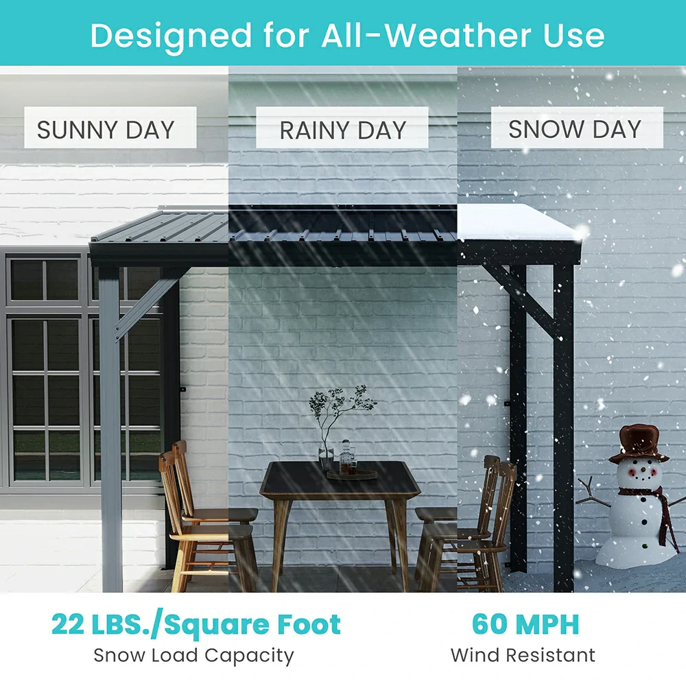 Galvanized Steel Wall-Mounted Hardtop Gazebo - Image 25