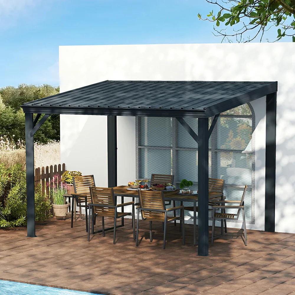 Galvanized Steel Wall-Mounted Hardtop Gazebo - Image 34