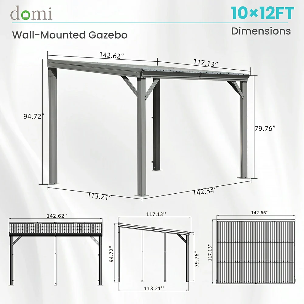 Galvanized Steel Wall-Mounted Hardtop Gazebo - Image 35