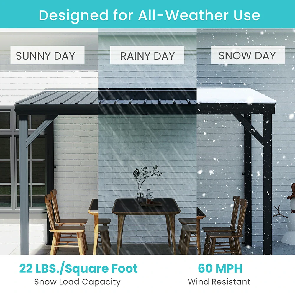 Galvanized Steel Wall-Mounted Hardtop Gazebo - Image 36