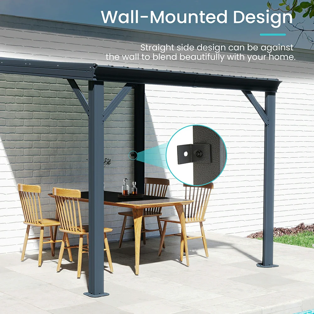 Galvanized Steel Wall-Mounted Hardtop Gazebo - Image 41