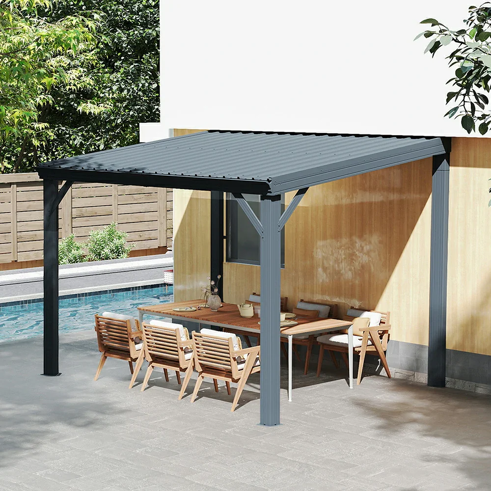 Galvanized Steel Wall-Mounted Hardtop Gazebo - Image 43