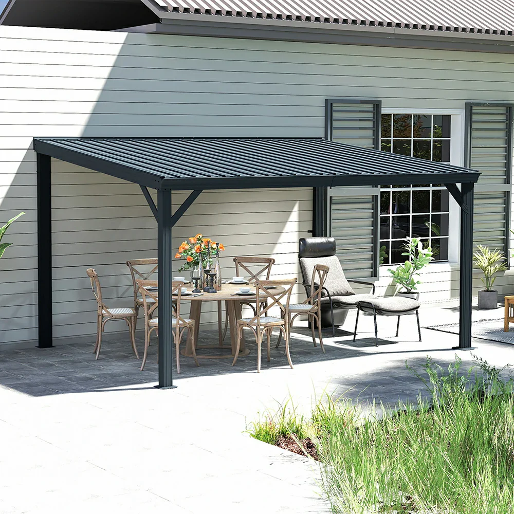 Galvanized Steel Wall-Mounted Hardtop Gazebo - Image 44