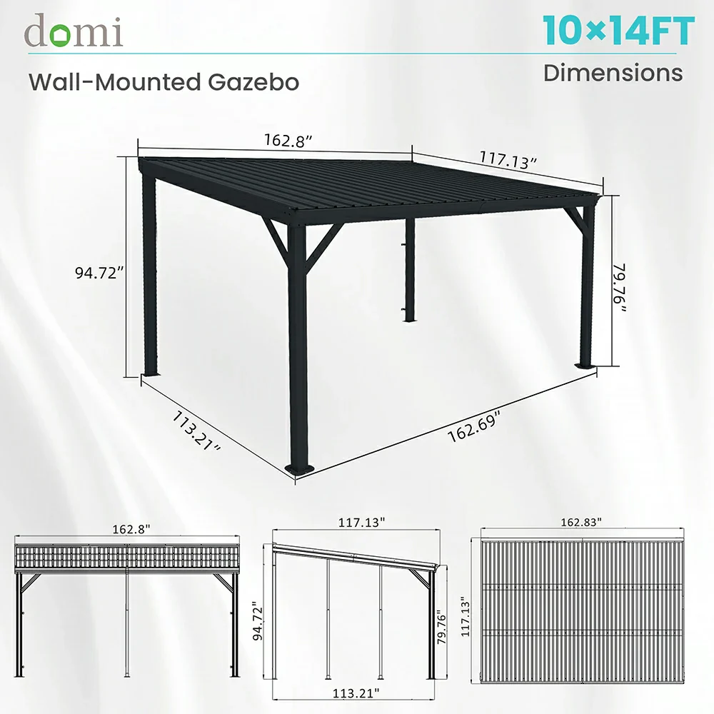 Galvanized Steel Wall-Mounted Hardtop Gazebo - Image 45