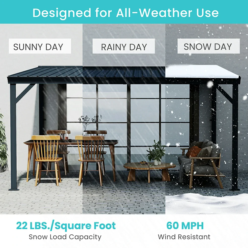 Galvanized Steel Wall-Mounted Hardtop Gazebo - Image 46