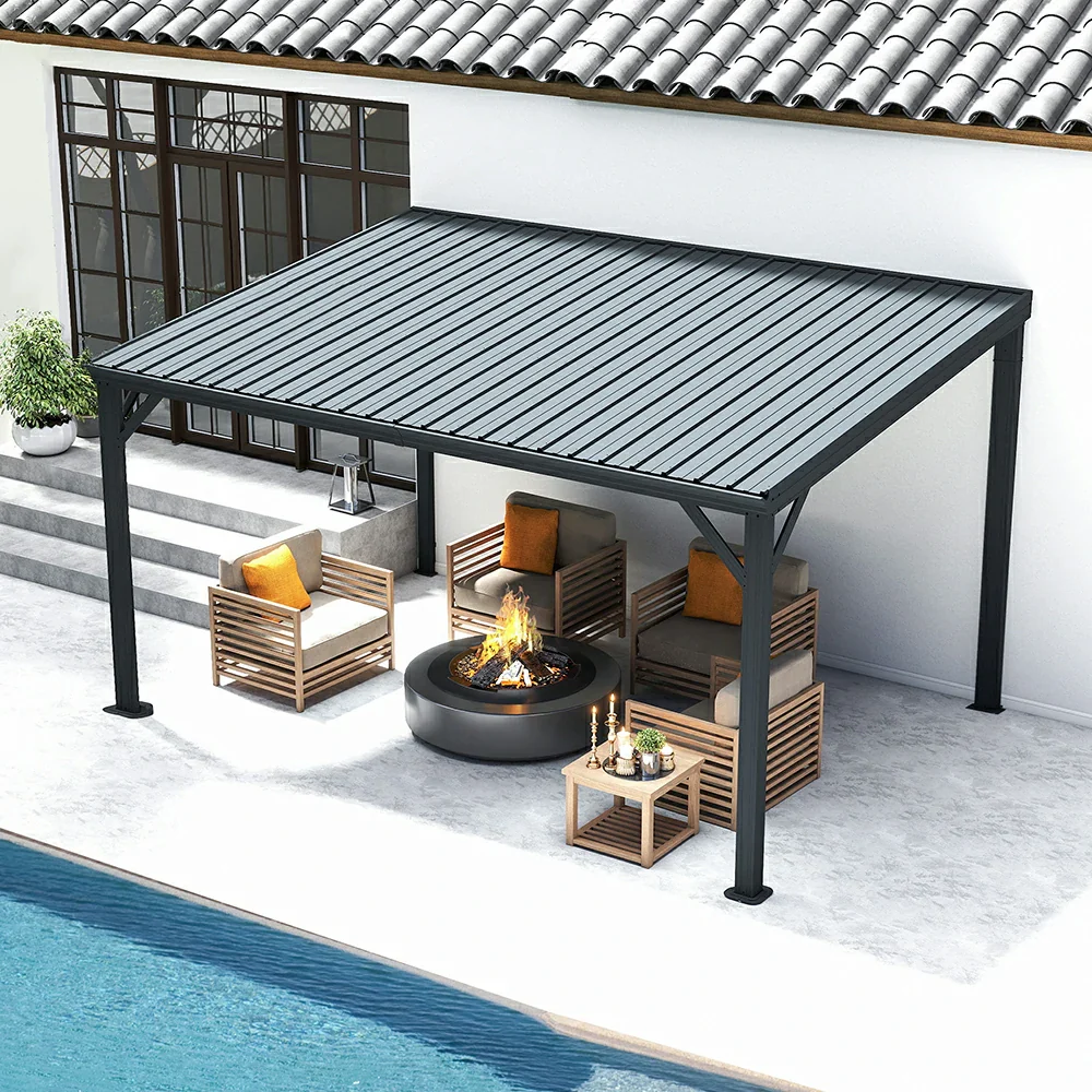 Galvanized Steel Wall-Mounted Hardtop Gazebo - Image 52