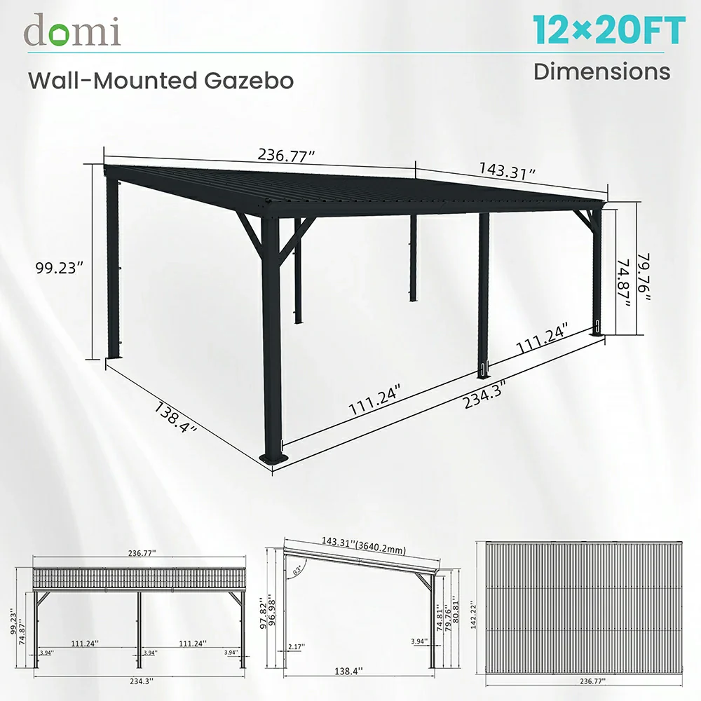 Galvanized Steel Wall-Mounted Hardtop Gazebo - Image 55