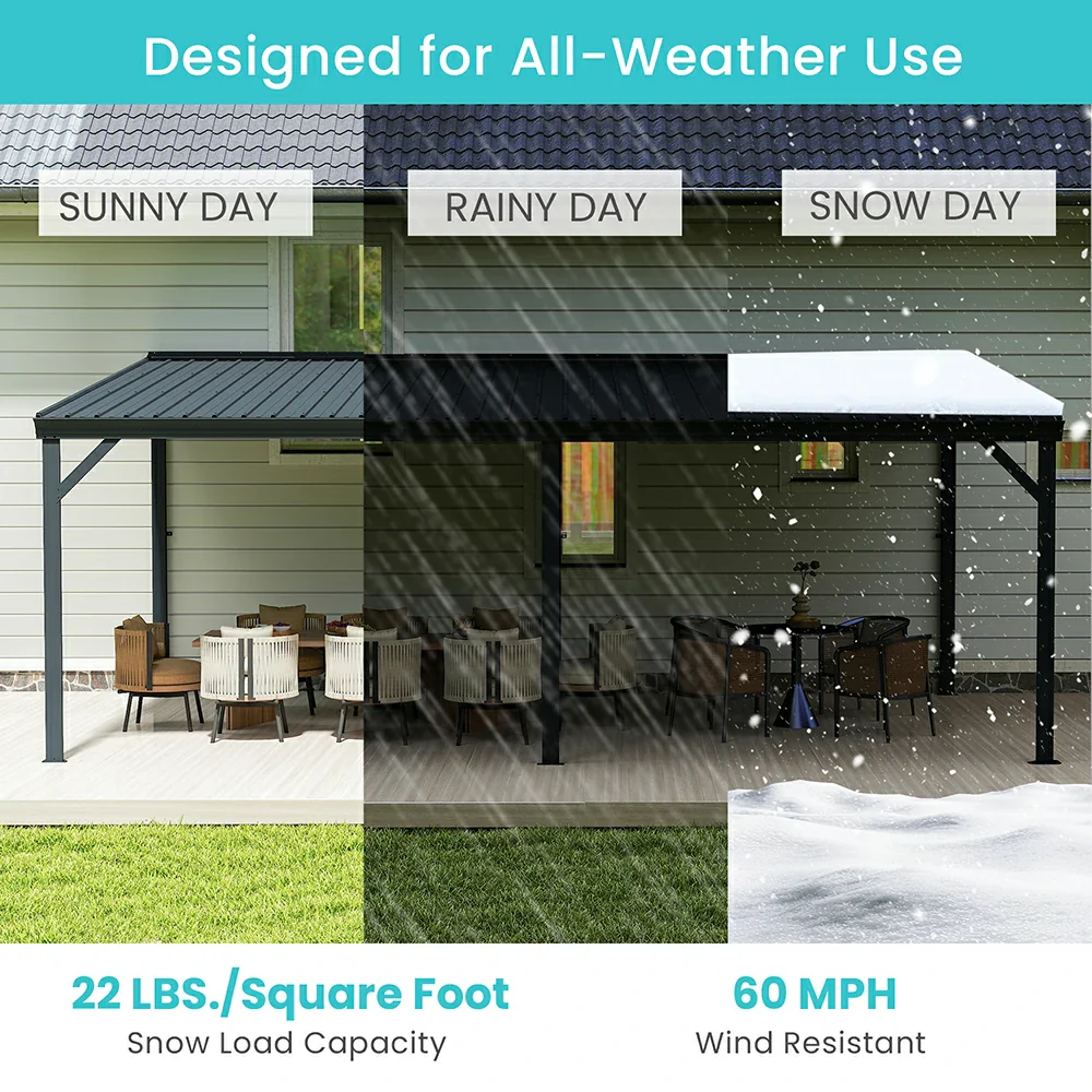 Galvanized Steel Wall-Mounted Hardtop Gazebo - Image 56