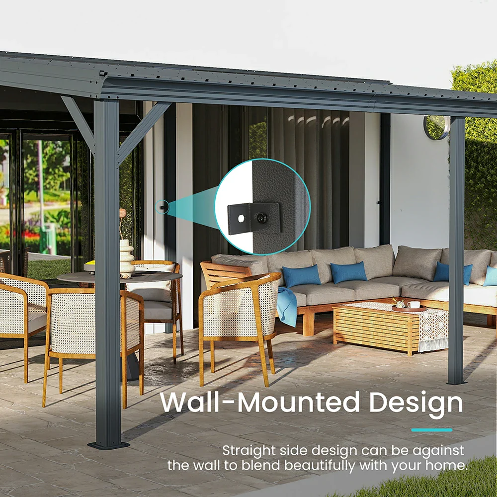 Galvanized Steel Wall-Mounted Hardtop Gazebo - Image 61