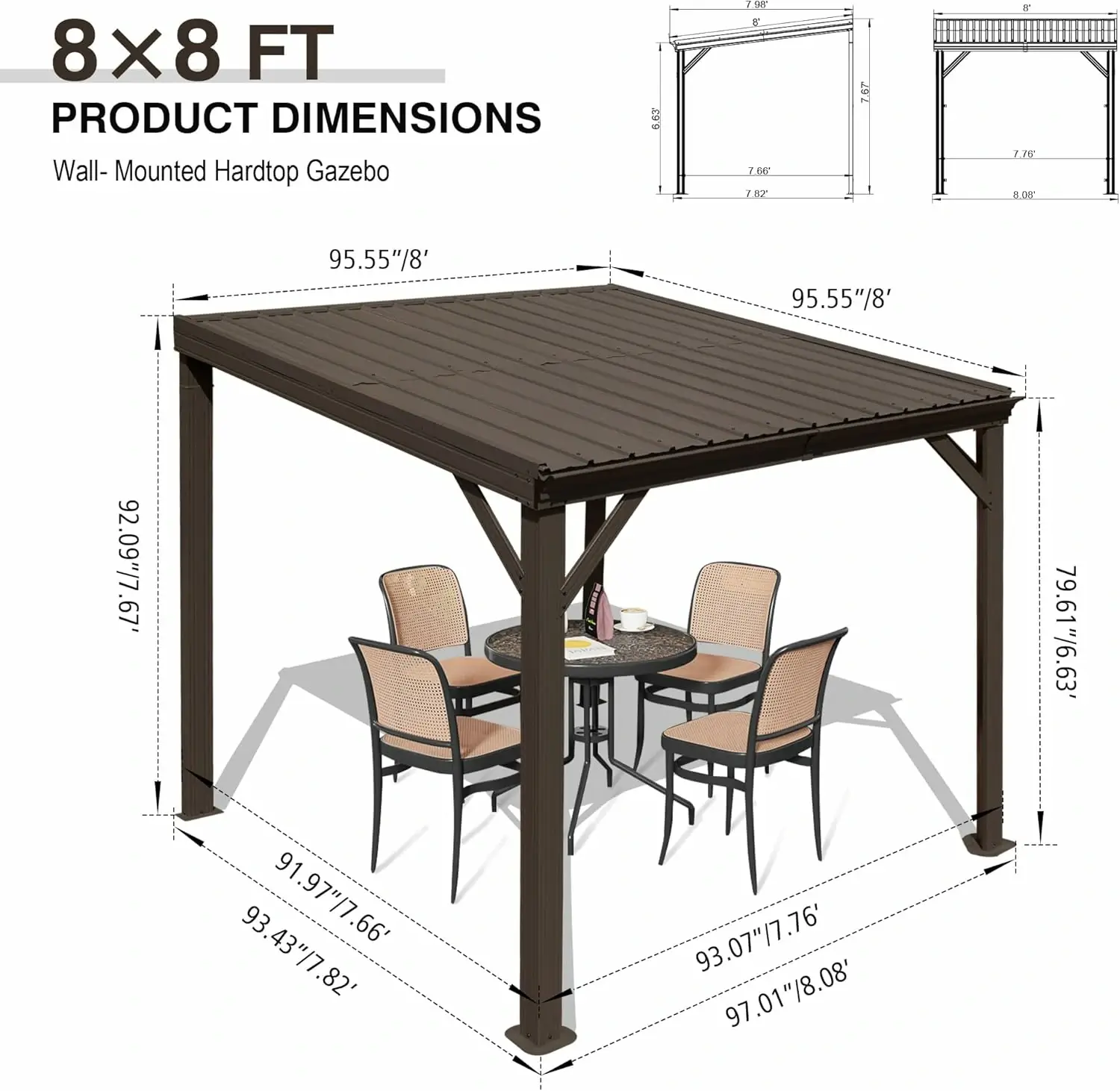 Galvanized Steel Wall-Mounted Hardtop Gazebo - Image 64