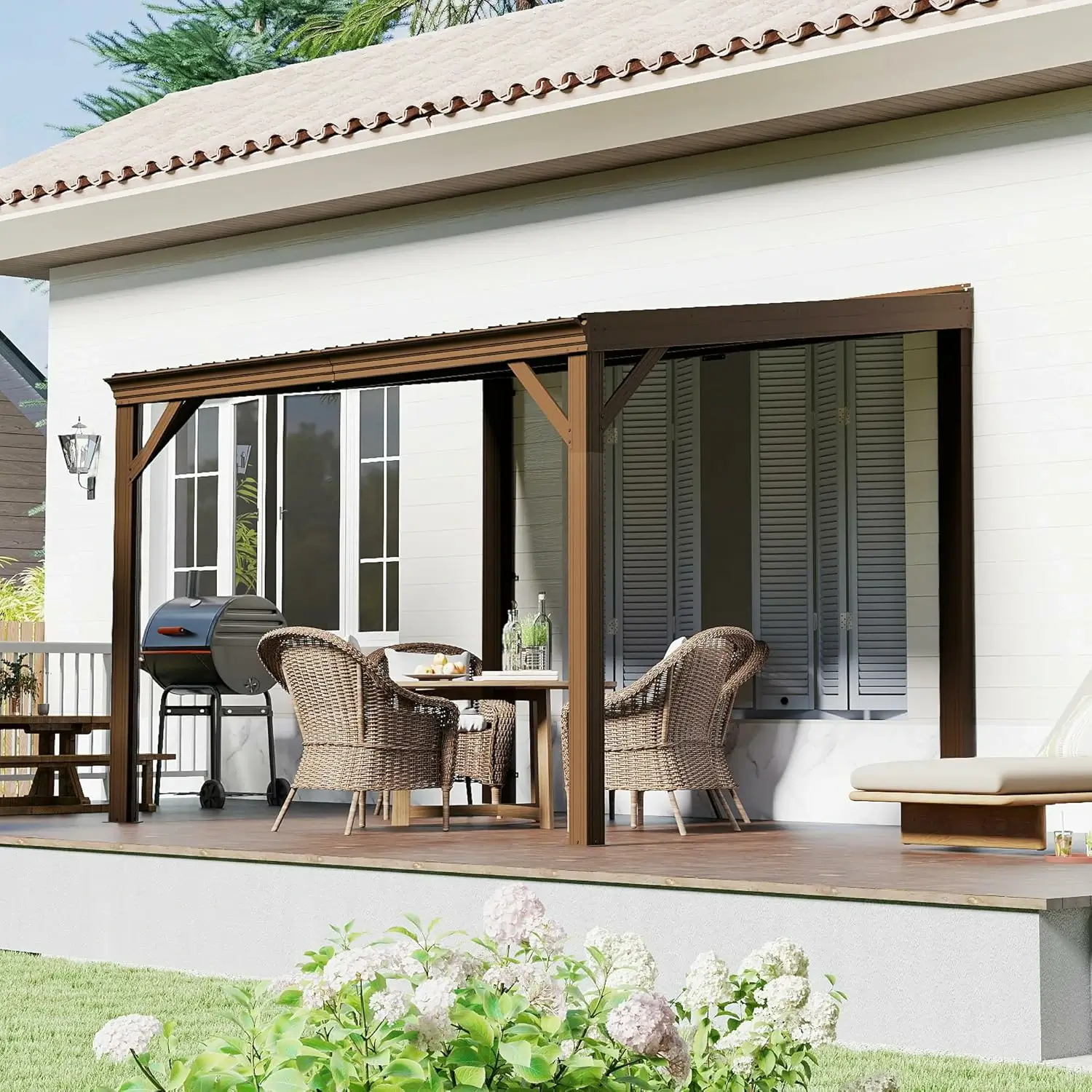 Galvanized Steel Wall-Mounted Hardtop Gazebo - Image 71