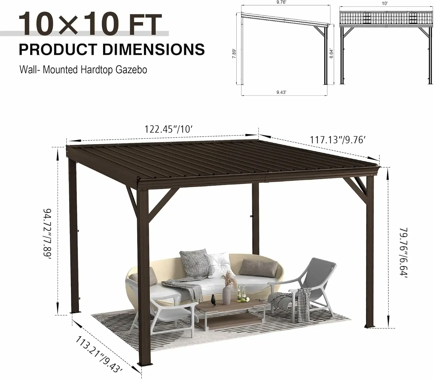 Galvanized Steel Wall-Mounted Hardtop Gazebo - Image 79