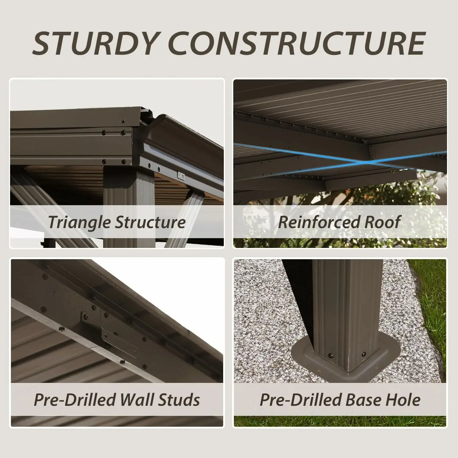 Galvanized Steel Wall-Mounted Hardtop Gazebo - Image 96