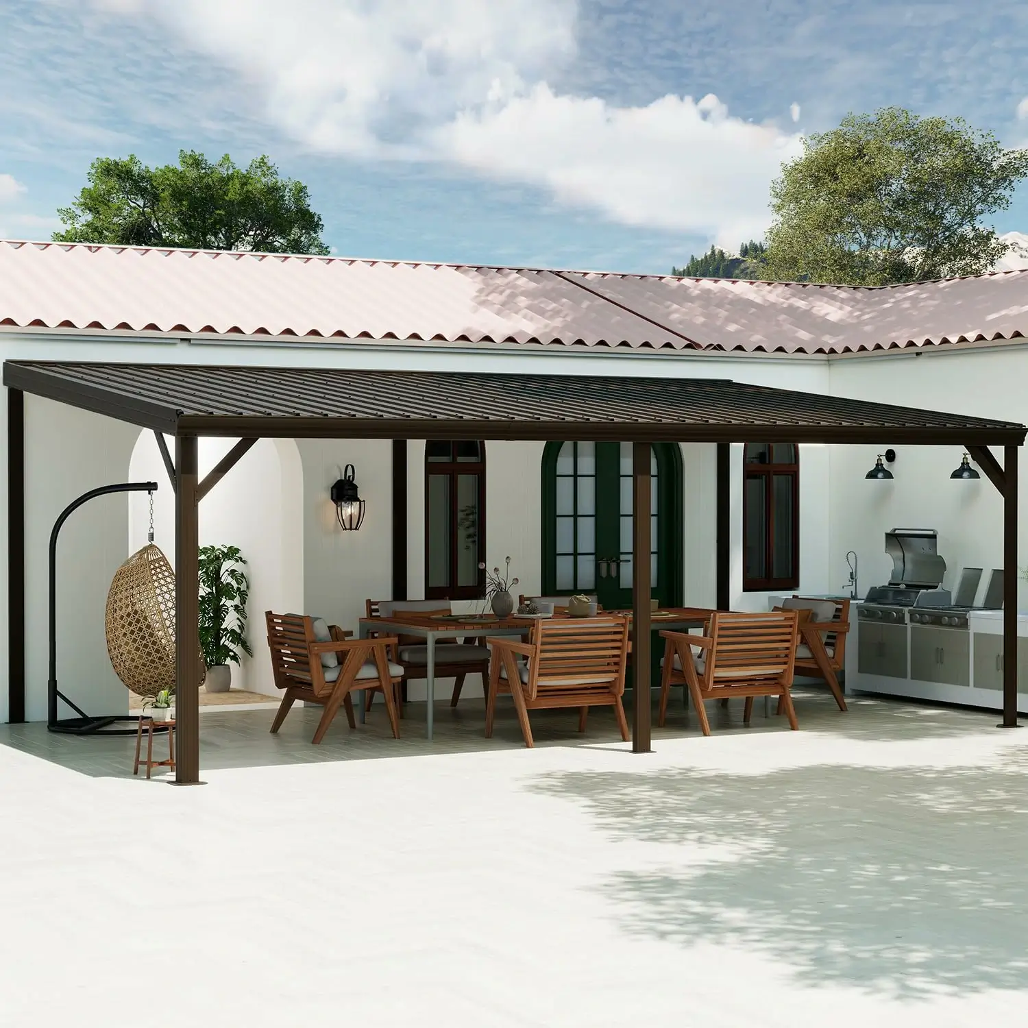 Galvanized Steel Wall-Mounted Hardtop Gazebo - Image 99
