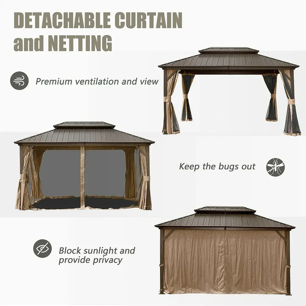 Hardtop Gazebo Classic W/ Netting & Curtain - Image 101