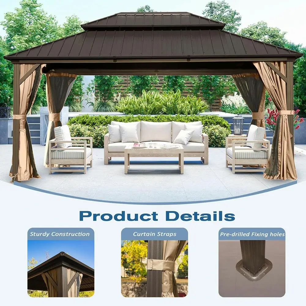 Hardtop Gazebo Classic W/ Netting & Curtain - Image 103