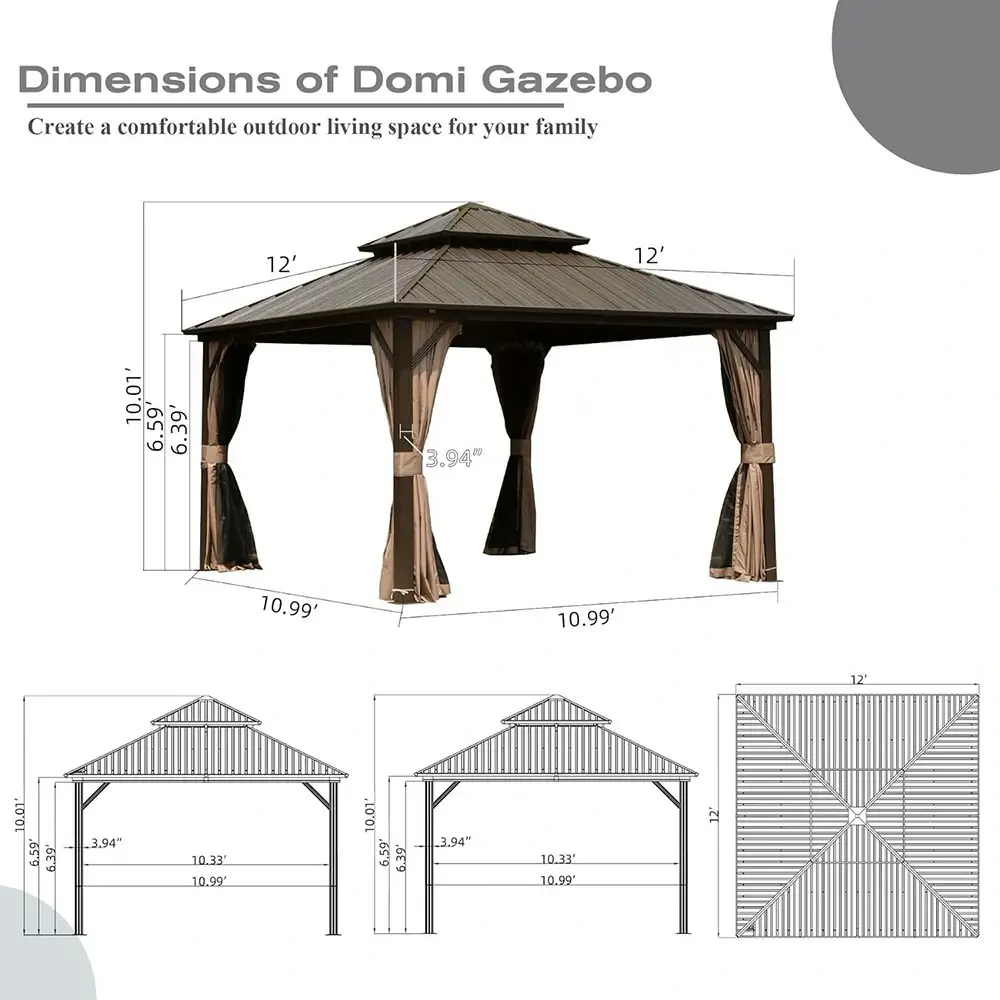 Hardtop Gazebo Classic W/ Netting & Curtain - Image 108