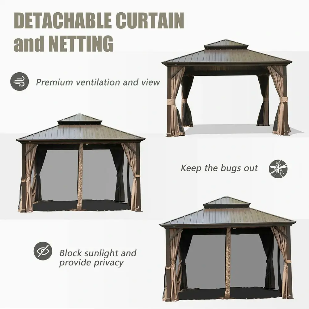 Hardtop Gazebo Classic W/ Netting & Curtain - Image 111
