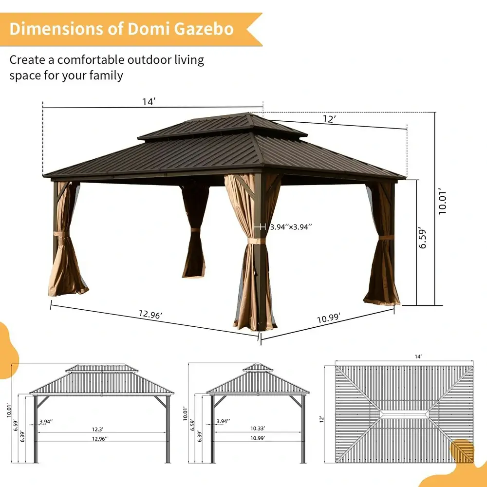 Hardtop Gazebo Classic W/ Netting & Curtain - Image 117