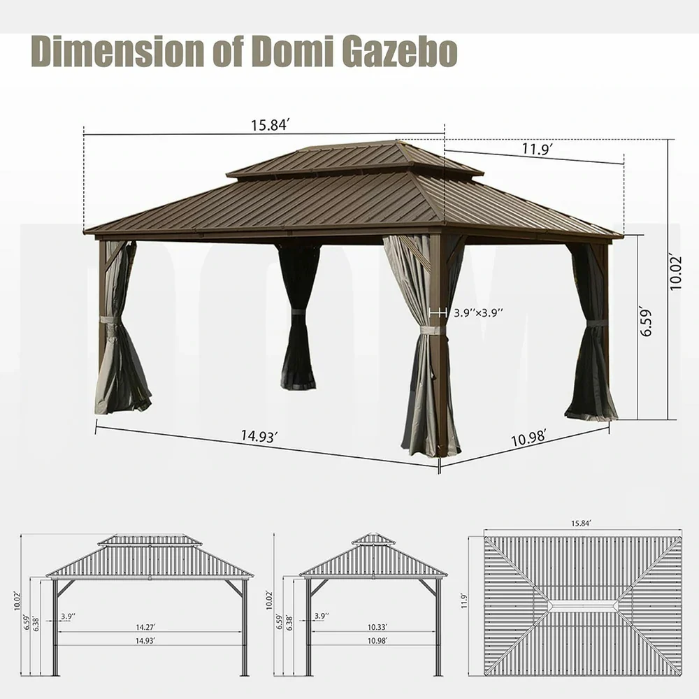 Hardtop Gazebo Classic W/ Netting & Curtain - Image 126