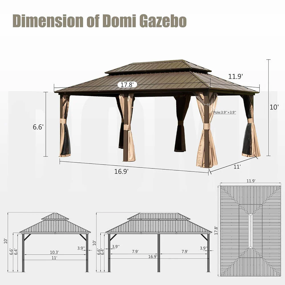 Hardtop Gazebo Classic W/ Netting & Curtain - Image 137