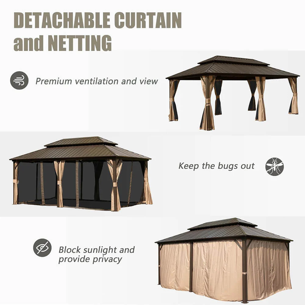 Hardtop Gazebo Classic W/ Netting & Curtain - Image 140