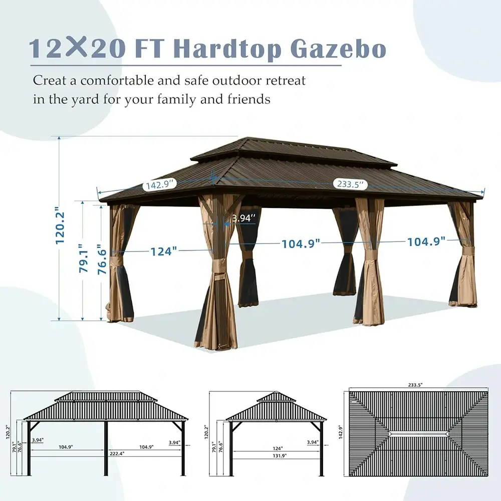 Hardtop Gazebo Classic W/ Netting & Curtain - Image 146