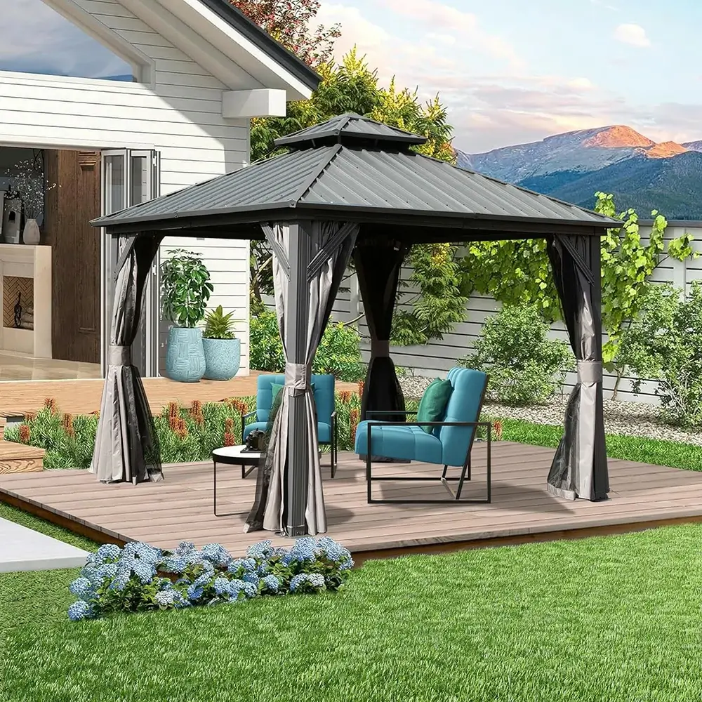 Hardtop Gazebo Classic W/ Netting & Curtain - Image 152