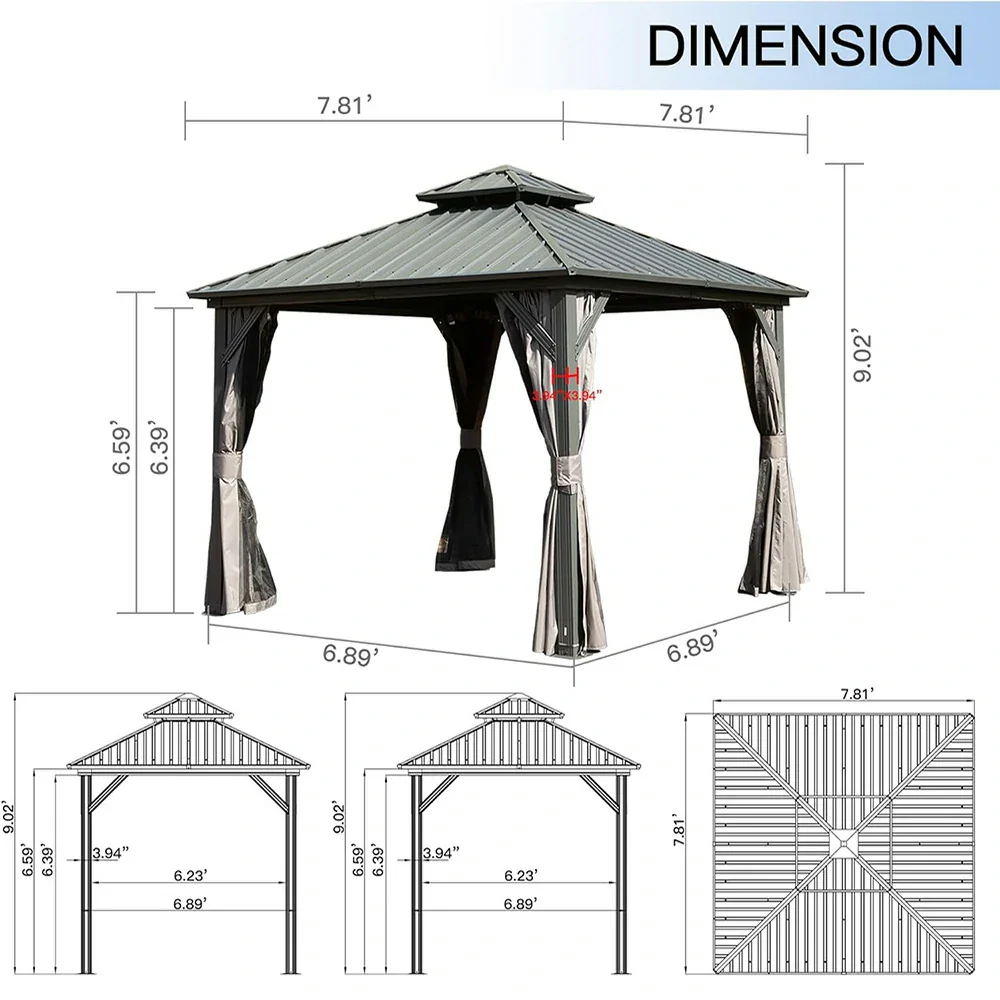 Hardtop Gazebo Classic W/ Netting & Curtain - Image 154