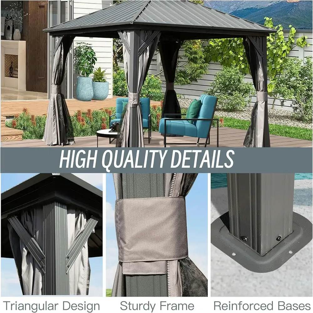 Hardtop Gazebo Classic W/ Netting & Curtain - Image 156