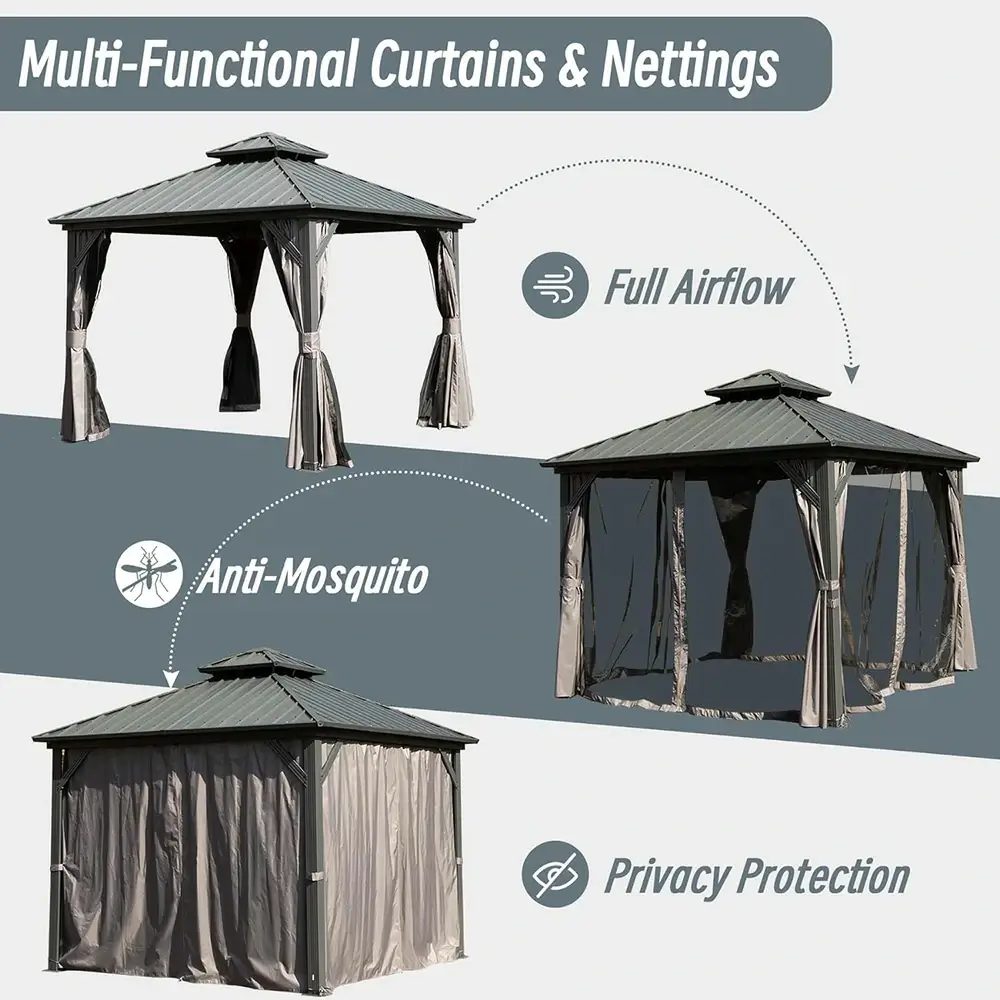 Hardtop Gazebo Classic W/ Netting & Curtain - Image 160
