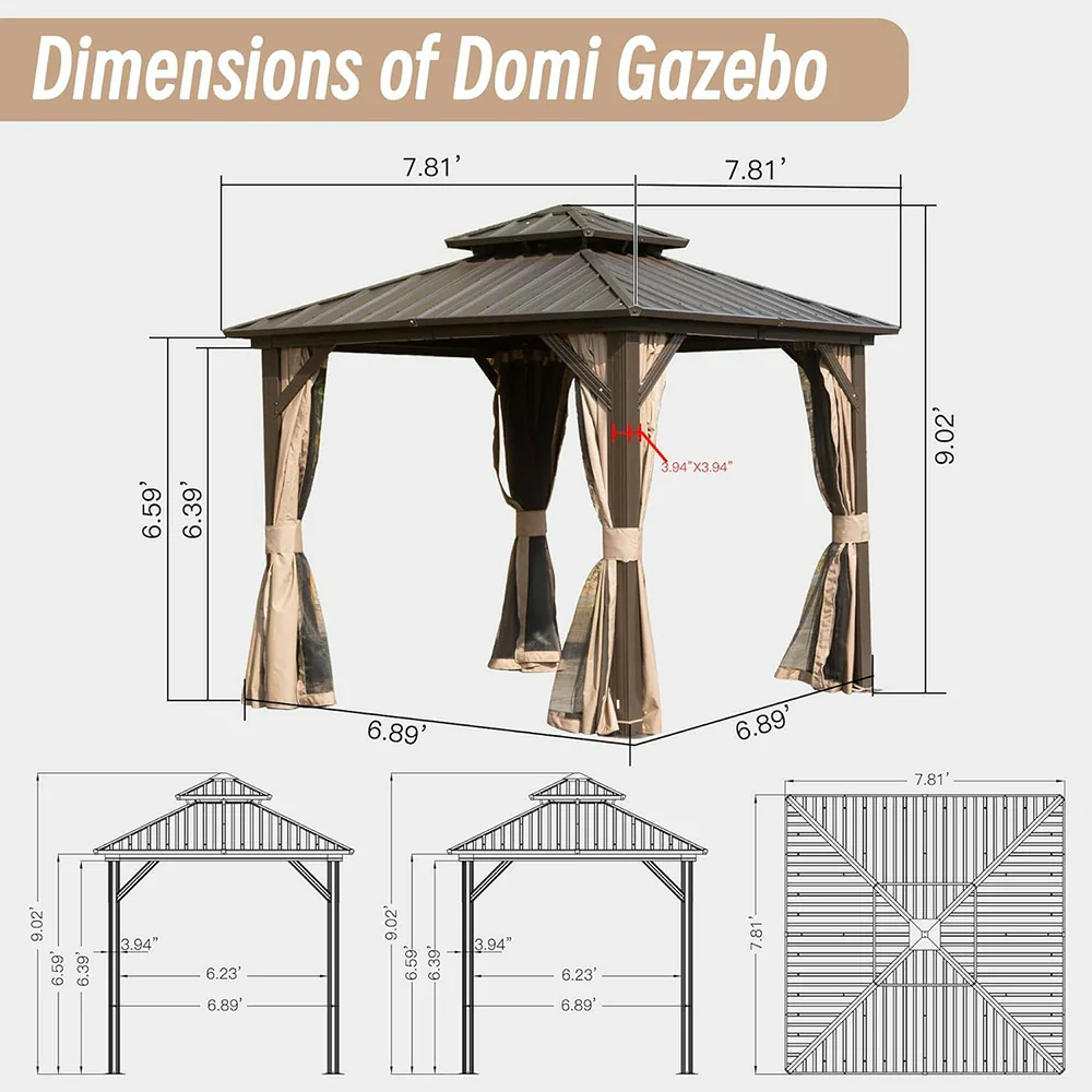 Hardtop Gazebo Classic W/ Netting & Curtain - Image 163