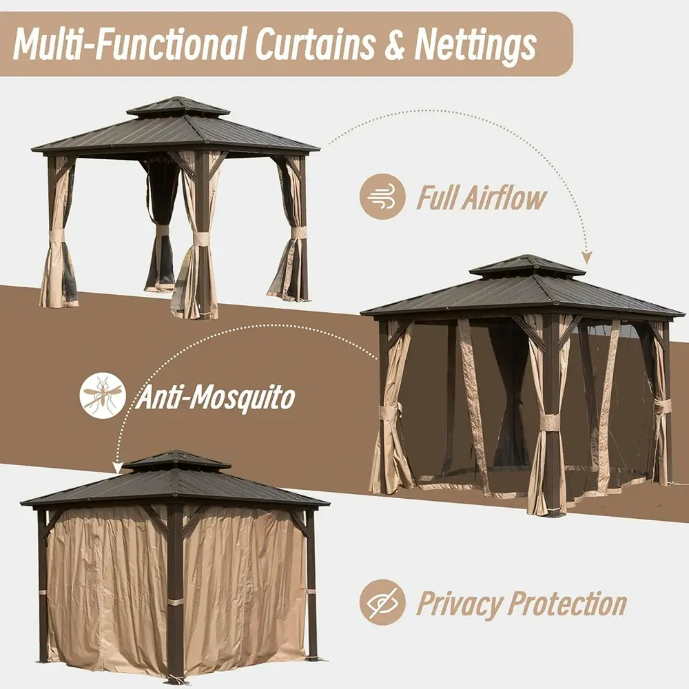 Hardtop Gazebo Classic W/ Netting & Curtain - Image 169