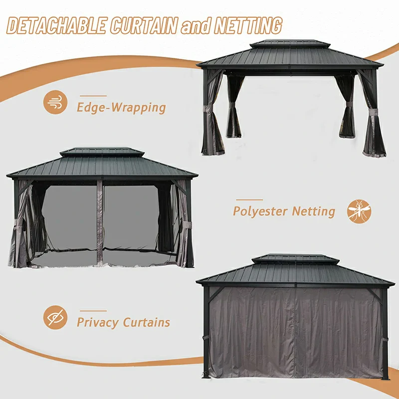 Hardtop Gazebo Classic W/ Netting & Curtain - Image 17