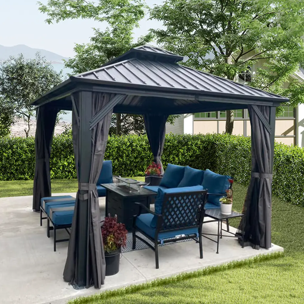 Hardtop Gazebo Classic W/ Netting & Curtain - Image 171