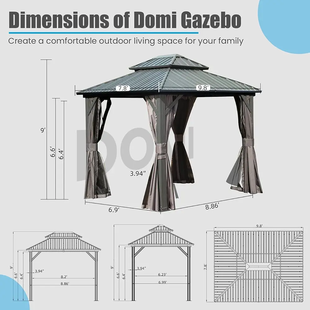 Hardtop Gazebo Classic W/ Netting & Curtain - Image 172