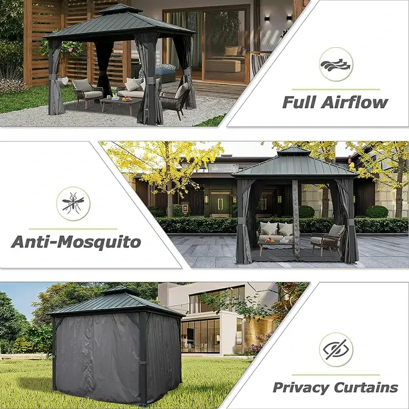 Hardtop Gazebo Classic W/ Netting & Curtain - Image 174